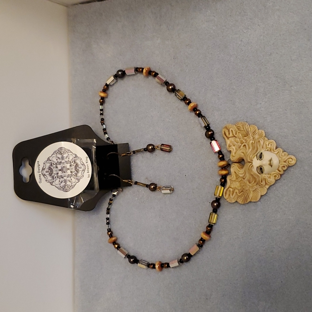 Necklace and earring set, handmade, one of a kind.